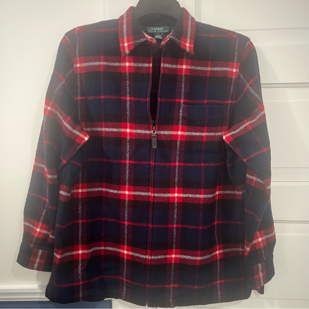 Lauren Ralph Lauren 100% wool Plaid Zip-Up Jacket